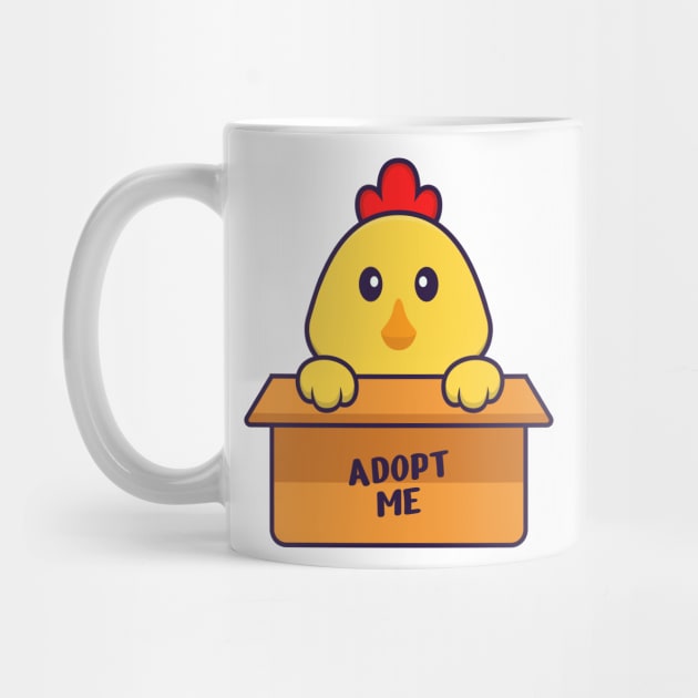 Cute chicken in box with a poster Adopt me. by kolega